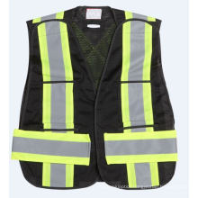 High Visible Mesh Fabric Reflective Black Safety Vest
